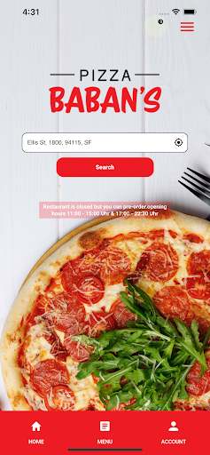 Android application Pizza Baban's screenshort