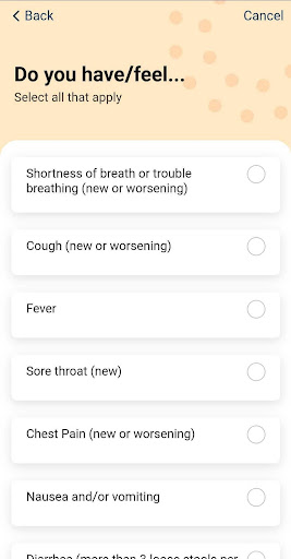 CheckCOVID Screen 2
