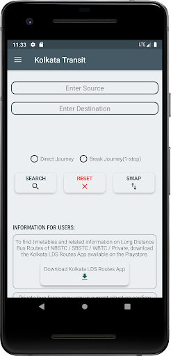 Android application Kolkata Transit screenshort