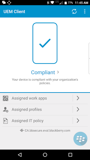 BlackBerry UEM Client Screenshot 1 - AppWisp.com