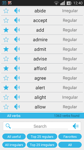 Android application English Verbs screenshort