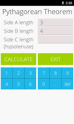 Android application Pythagorean Theorem Calculator screenshort