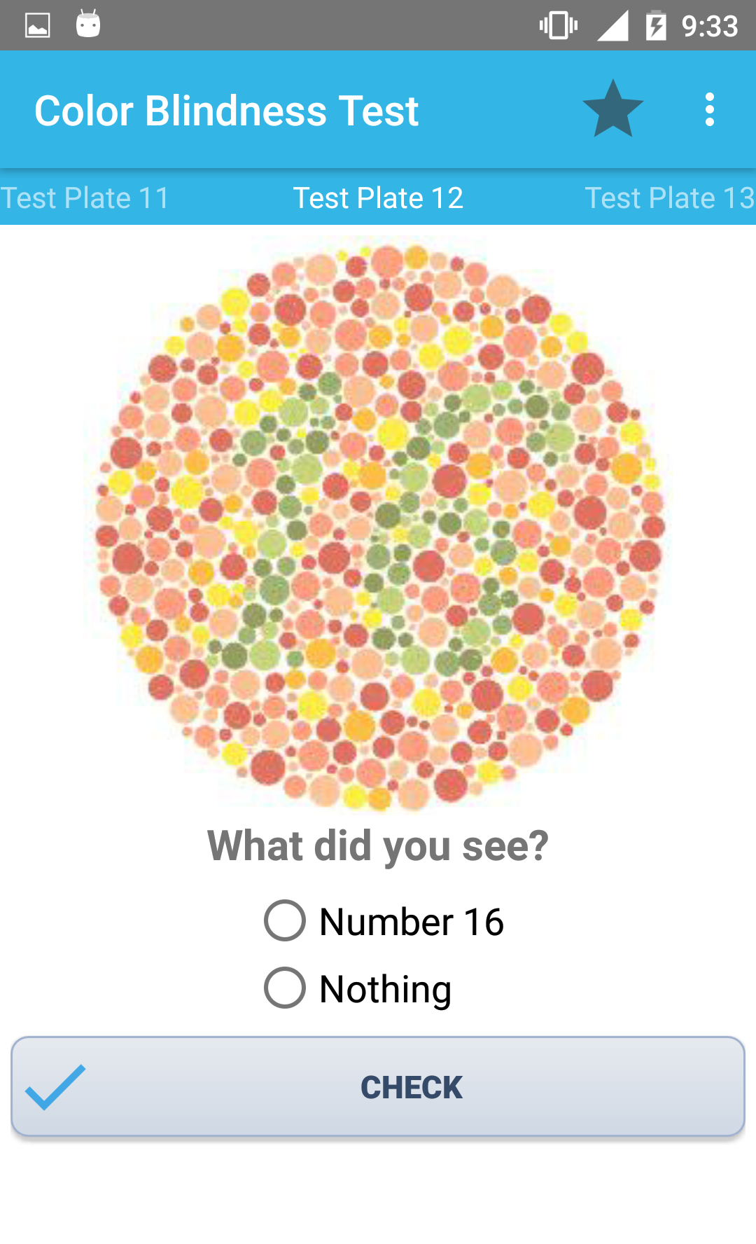 Android application Color Blindness Test screenshort