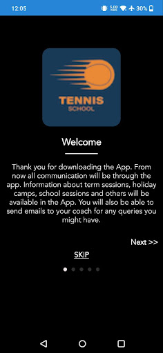 Android application Tennis School screenshort