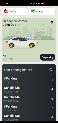 Android application Smart Parking screenshort
