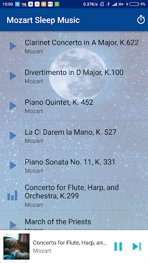 Android application Mozart Sleep Music screenshort