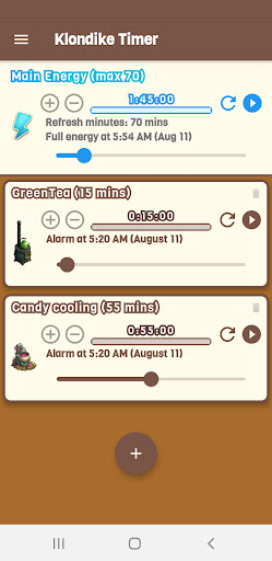 Android application Klondike Timer screenshort