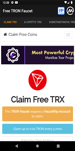 Earn Tron Faucet
