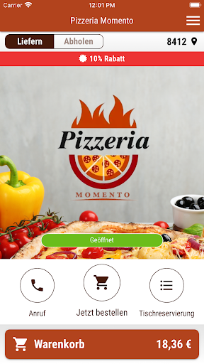 Android application Pizzeria Momento screenshort