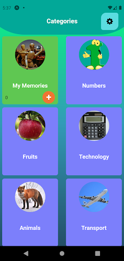 Android application MyMory screenshort