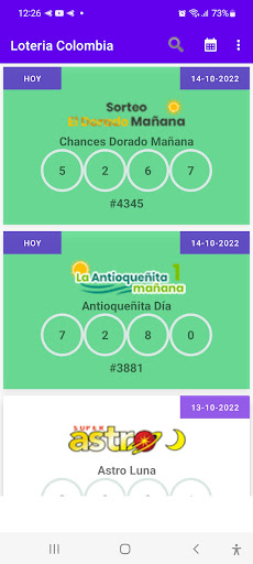Android application Loterias Colombia screenshort