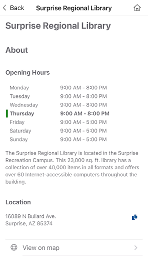 Screenshot of Surprise Public Library