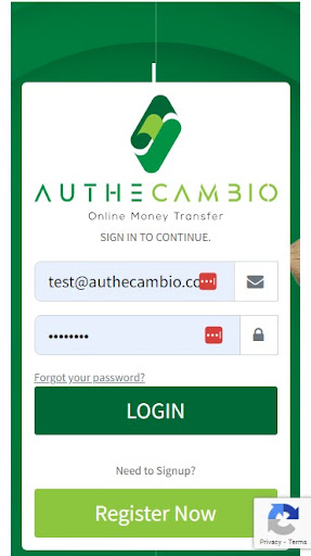 Android application AUTHECambio screenshort
