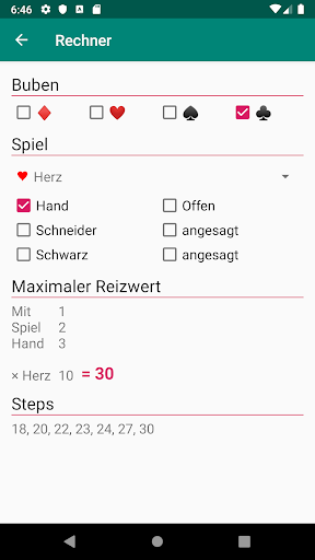 Skat Reiztabelle Screen 2