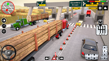 Log Transporter Truck Driving