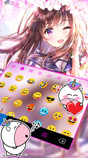 Sakura Anime Girl Keyboard Bac Screen 3