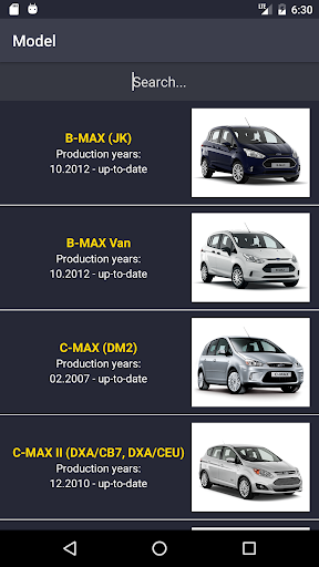 Android application TechApp for Ford screenshort