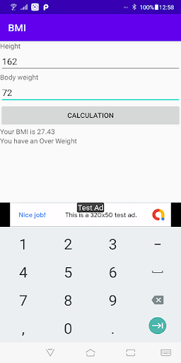 Android application BMI Calculator screenshort