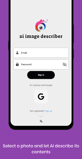Android application Ai Image Describer screenshort