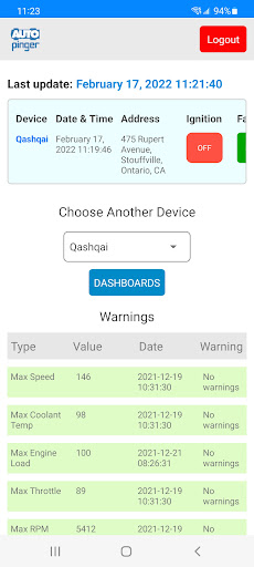 Android application Auto Pinger Diagnostics screenshort