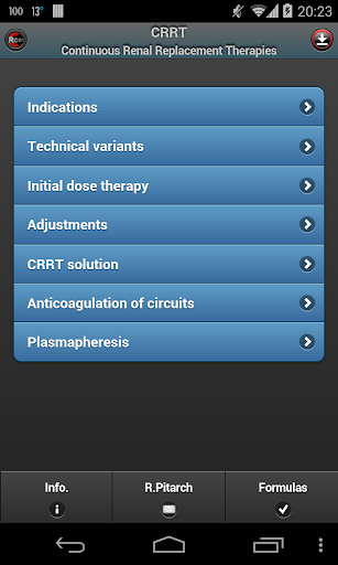 Android application CRRT -extrarenal purification- screenshort