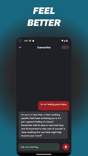 Android application Samantha: Therapy Ai Chatbot screenshort