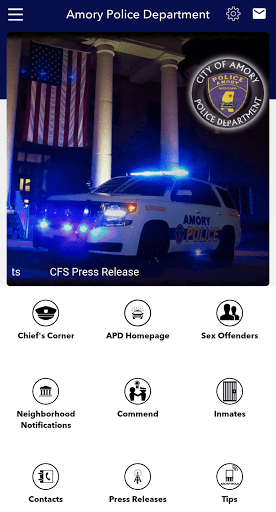 Android application Amory Police Department screenshort