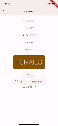 Android application Pangolin: SCRABBLE word review screenshort