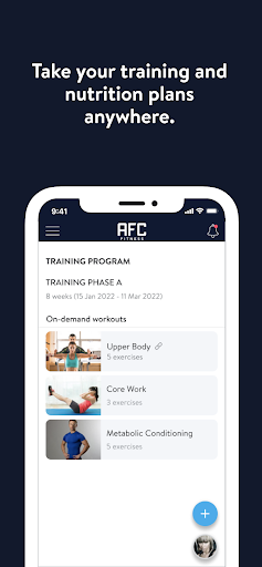 Screenshot of AFC Fitness Mobile