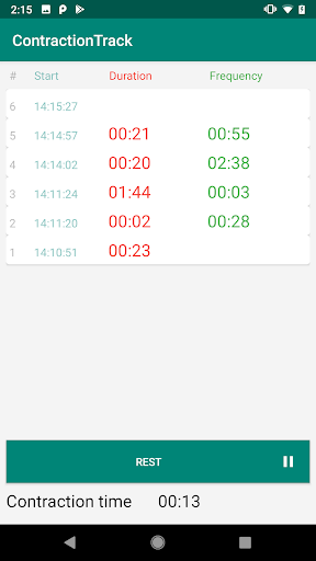 Contractions timer Screen 2