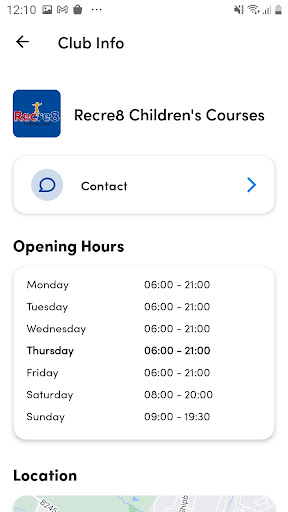 Recre8 Childrens Courses Screen 2