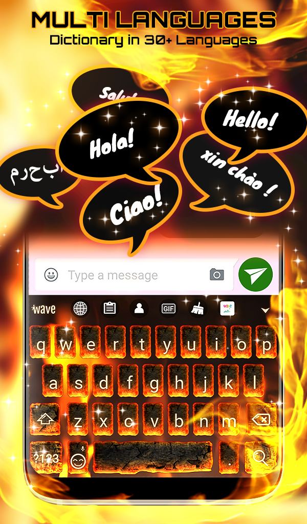 Android application Burning Animated Custom Keyboard + Live Wallpaper screenshort