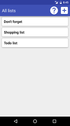 Android application Simple List screenshort