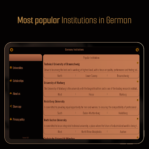 Android application Germany Institutions screenshort
