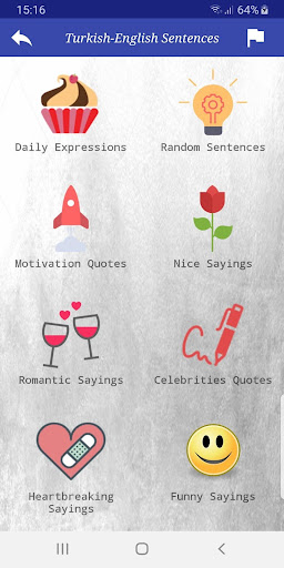 Android application Turkish-English Sentences screenshort