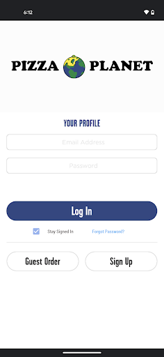 Screenshot of Pizza Planet App