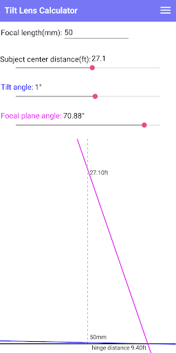 Tilt Lens Calculator Screen 3