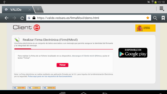 Cliente movil @firma Screenshot