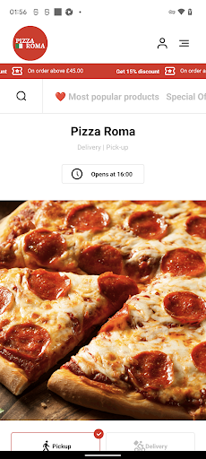 Android application Pizza Roma- Southampton screenshort