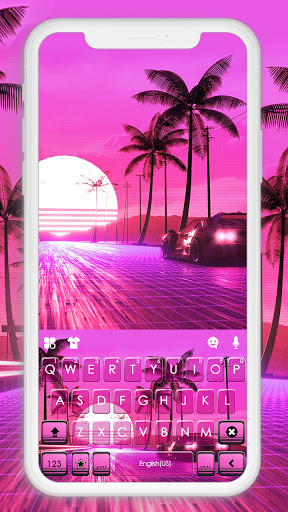 Android application Retro Sunset Keyboard Backgrou screenshort