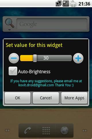 One Click Brightness Widget Screen 2