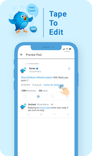 Android application Fake tweat Generator & Maker screenshort