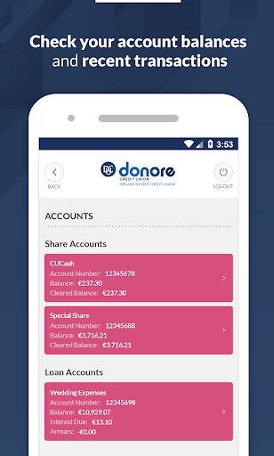 Donore Credit Union Screen 2