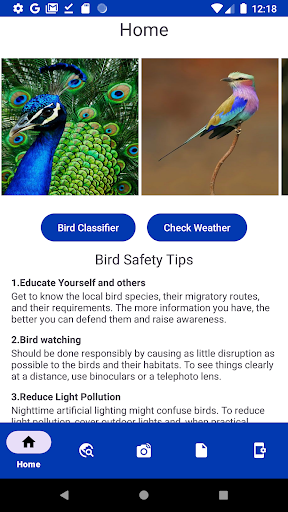 Android application Bird Haven screenshort