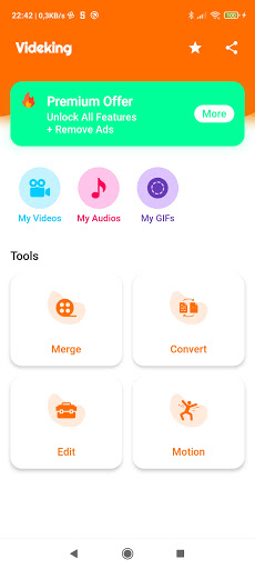 Android application Edit and cut videos - Videking screenshort