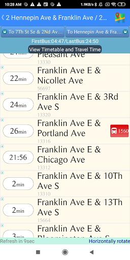 Twin Cities Bus Tracker Screen 3