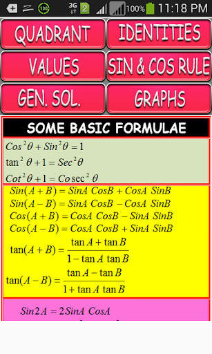 Android application Advanced Trigonometry screenshort