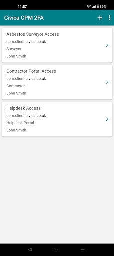 Android application Civica CPM 2FA screenshort