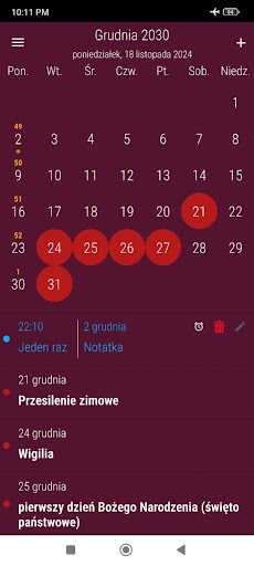 Kalendarz Polski ze Świętami Screenshot