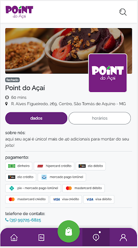 Android application Point do Açai screenshort